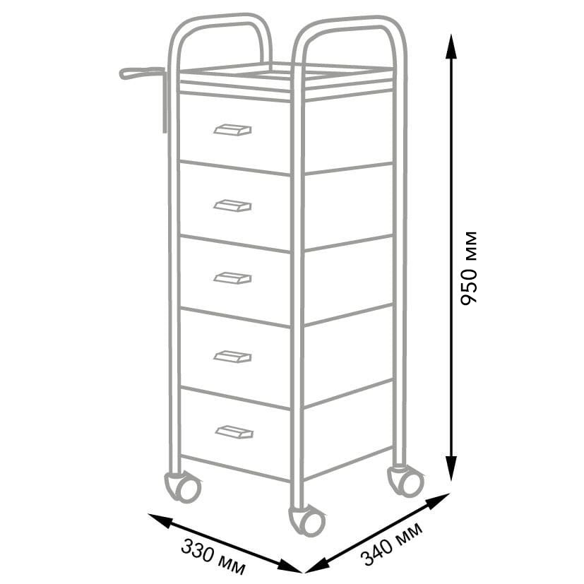 Тележка парикмахерская Глорис-02, цветные ящики