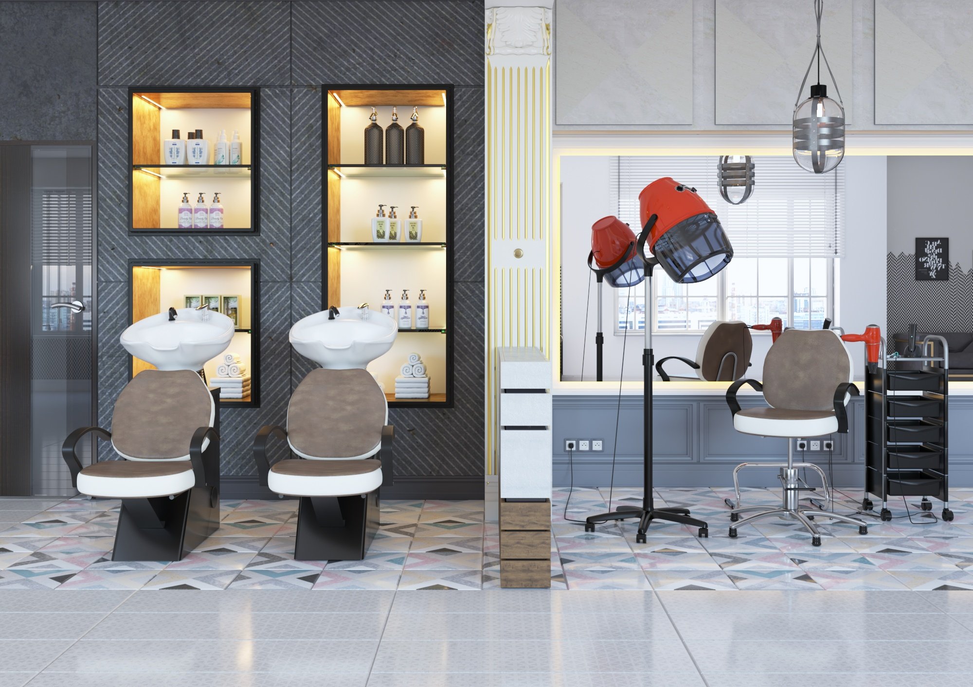 Парикмахерская мойка ЕЛЕНА с креслом СОЛО Модерн