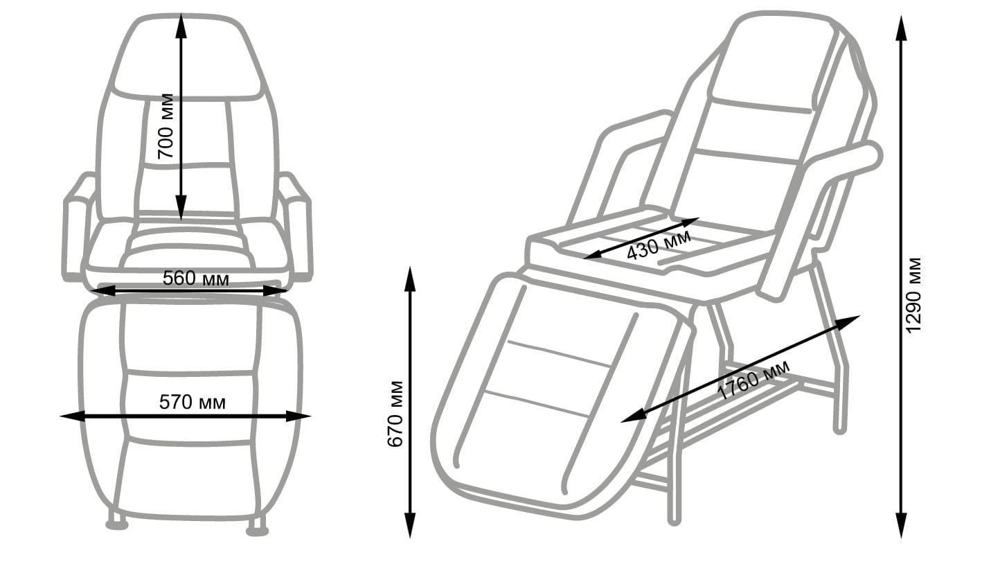 Косметологическая кушетка РЕЛАКС, с поддоном
