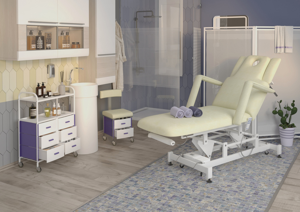 Косметологическая кушетка МД-850 (Элегия-2А), слоновая кость, 2 мотора