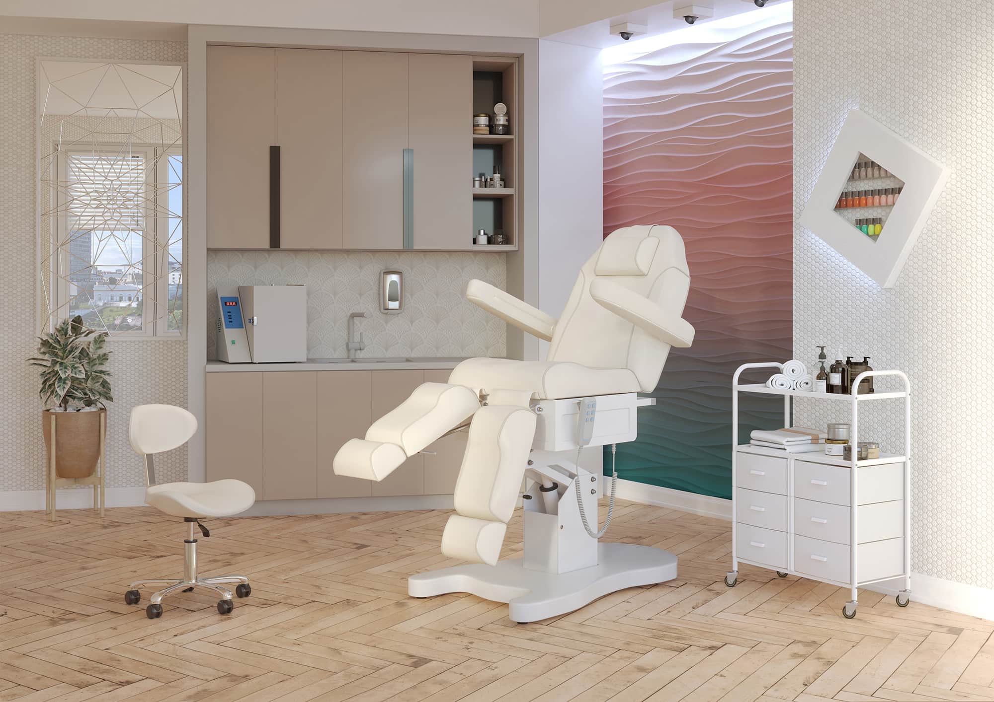 Педикюрное кресло Шарм-03 (Элегия-3В), 3 мотора, Слоновая кость