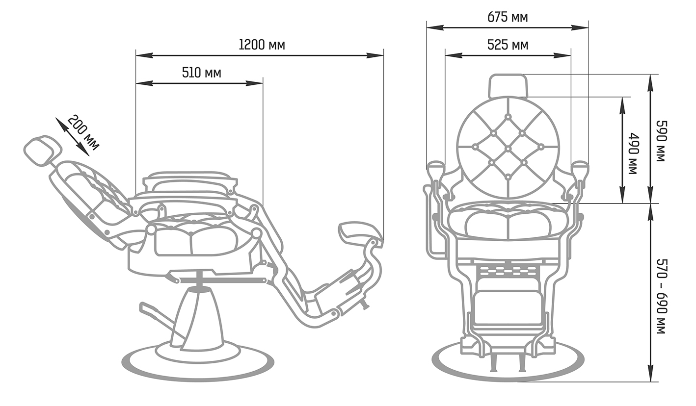 Мужское кресло барбер МД-9119, каркас золото