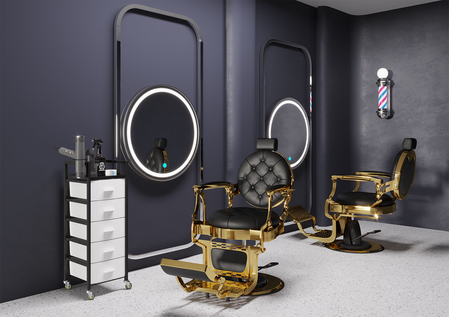 Мужское кресло барбер МД-9119, каркас золото