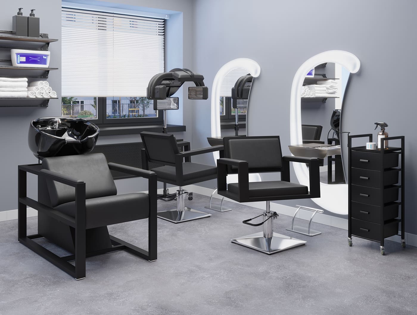 Парикмахерская тележка Дуглас, чёрный каркас