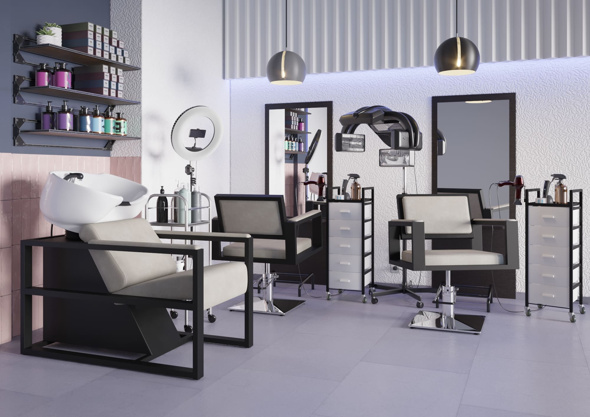 Парикмахерская тележка Дуглас, чёрный каркас